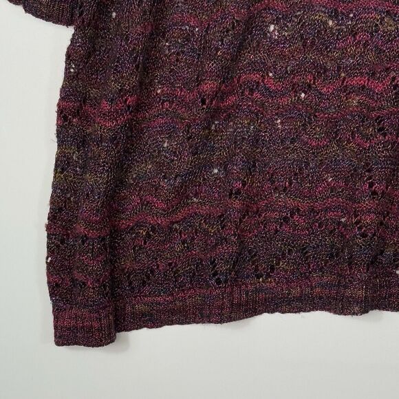 Catherines Jewel Tone Shimmer Open Knit 3/4 Sleeve Sweater Women's 3X 26 28 - Picture 4 of 6